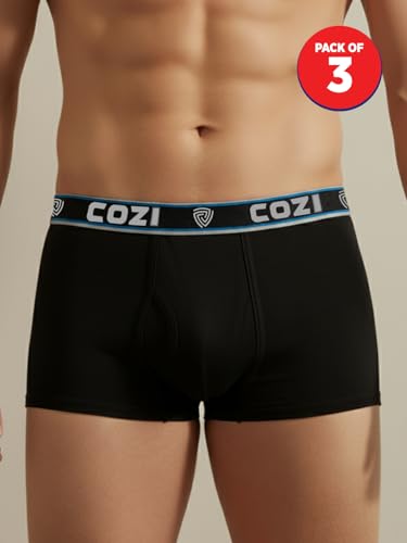 Image of Lux Cozi Mens 100% Cotton Solid Mini Trunk | Mini Trunk Underwear for Men | Color and Print May Vary | Pack of 3