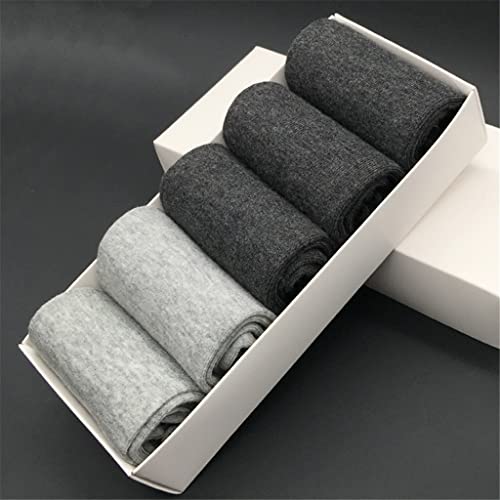 Liuzh 5 Pairs Men Socks Cotton Breathable Middle Tube Grey Socks Business Daily Wear Casual Socks Outdoor Socks (Color : A, Size : Thick) #TOP13