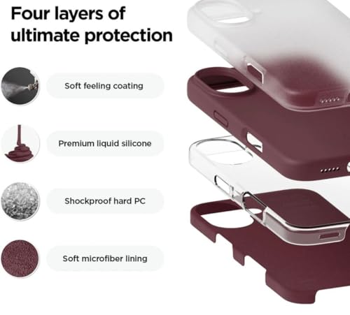 Image of Premium Liquid Silicone Case for iPhone 16 Plus - Slim Full Body Protective Back Cover with Soft Microfiber Lining, Anti-Slip Grip Scratch Resistant Phone Case (Maroon)