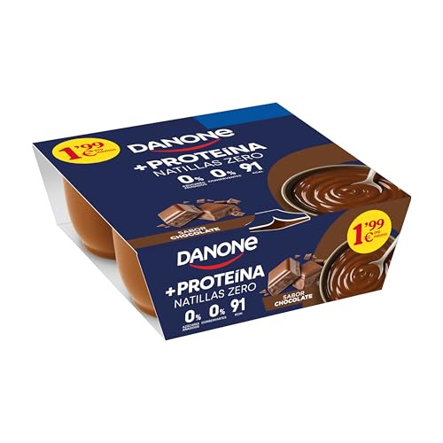 Danone Natillas Proteicas con Sabor Chocolate - Sin gluten ni azúcares añadidos - 4x120g, 480g