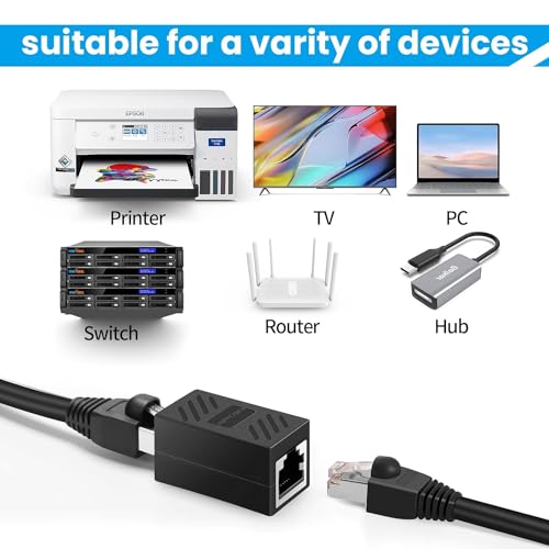 Image of C & E RJ45 Coupler Ethernet Extender, in-Line Coupler Female to Female Cat6e /Cat6 /Cat5e Ethernet Cable Extender Adapter Female to Female, rj45 Extender (2pcs, Black)