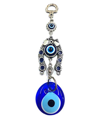 Perlin Nazar Boncuk, Boncugu, Turkish Blue, Blue Eye, Evil Eye, Horseshoe Wall Hanging, Wall Decoration