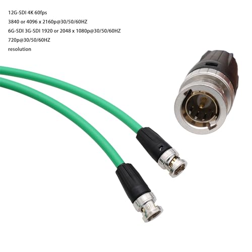 Hangton 12G 4K Raw SDI Coaxial Video Cable BNC to BNC Canare LV-61S 75 ohm for Camera Monitor Flexible Shielded 10M Green - Image 4