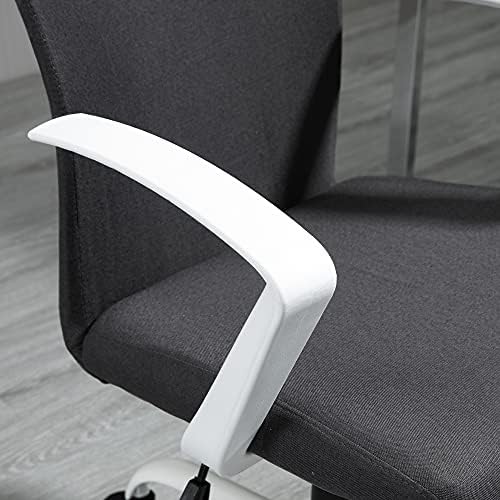 Vinsetto Office Chair Linen Swivel Computer Desk Chair Home Study Task Chair with Wheels, Arm, Adjustable Height, Charcoal Grey