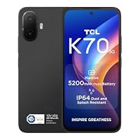 TCL K70 5G Android Smartphone, 6.8 Inch HD+ 120Hz Display, 4GB RAM + 128GB ROM, 5200mAh(typ.) Battery, Includes TPU Case, Midnight Black