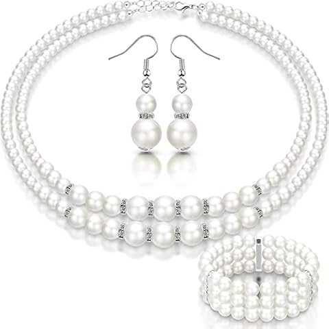 Xinjieda 1920s Faux Pearls Jewelry Set Cover