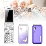 Basic Cell Phone for The Elderly, Unlocked 2G Mobile Phone with Big Buttons, Backup Dumb Phone with GSM Standard, Supports Dual SIM + SD Card,No Internet,Purple