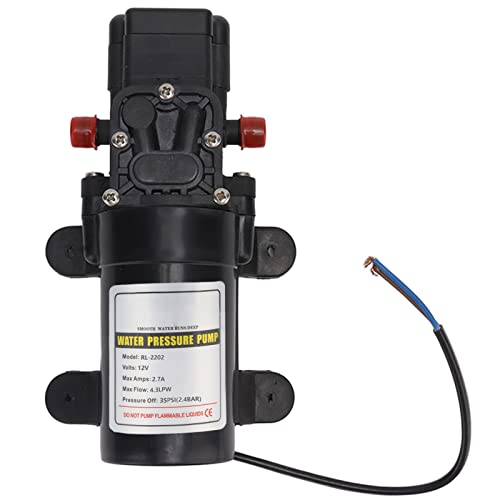 Annadue Pompe à Membrane Auto-amorçante, Pompe à Pression d'Eau avec Moteur 12 V CC, à Eau Haute Pression 45 PSI pour l'irrigation Extérieure Hors Réseau (RL 2202 12V)