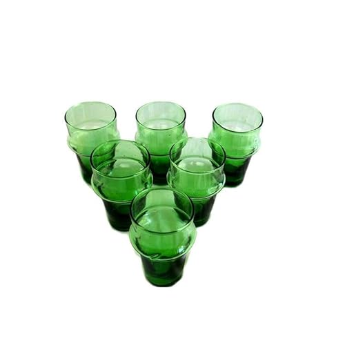 Lot de 6 verres marocains en verre beldi' vert h 12 x 6 cm 6 oz- 180 ml environ