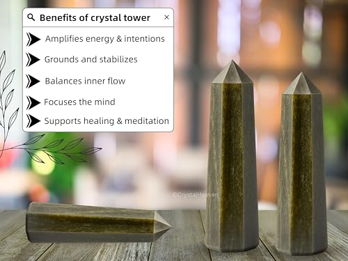 Image of Crystal Heaven Certified Golden Sheen Obsidian Tower Obelisk Point For Chakra, Healing And Balancing - Aaa Grade Original Certified Gemstone Agate For Reiki Meditation Yoga Spiritual (2-3 Inches)