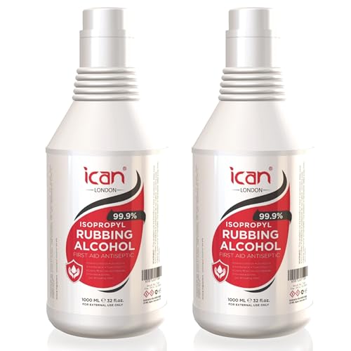 Ican Isopropyl Rubbing Alcohol | Lab Grade 99.9% Rubbing Alcohol | IPA Disinfectant | Household Cleaning Alcohol Uses for Electronics, Glass, Paint, Removing Grease 2 x 1000ml (2 L)
