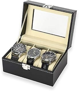 NuAngela 2 3 6 11 Slot Watch Box PU Leather Lockable Watch Storage Boxes With Glass Top Adjustable Jewelry Organizer Bracelet Watches Holder Travel Case For Men Women Birthday Christmas Gift