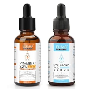 Gesichtspflege Serum Set mit Vitamin C Serum Hyaluron Serum – Gegen Falten, Trockene, Matte Haut & Dunkle Flecken, Anti-Aging-Pflege für einen frischen Glow und ebenmäßigen Teint