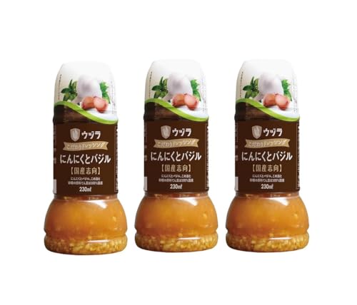 大興産業 ウヅラ酢 こだわりドレッシングにんにくとバジル 230ml×3本