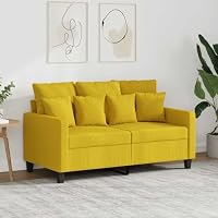 Kaloriko Canapé à 2 Places en Tissu Jaune Clair 120 cm, Cadre métal Robuste, Design Moderne pour Salon séjour 