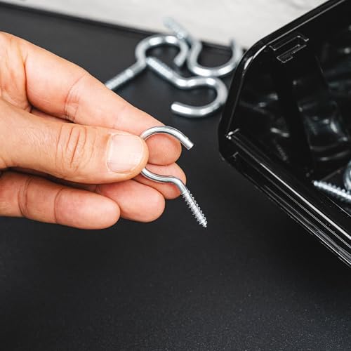 HELPMATE – Schraubhaken gebogen 40x3,0x15x 9 mm – galvanisch verzinkter Stahl – 50 Stück – Haken für die Wand- oder Deckenmontage