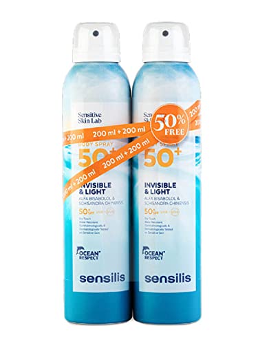 Sensilis - Body Spray SPF 50+ Invisible & Light, Fotoprotector Antiedad Invisible y Ligero con Vitamina E, Acabado Invisible con SPF 50+, para Pieles Sensibles - 2x200 ml