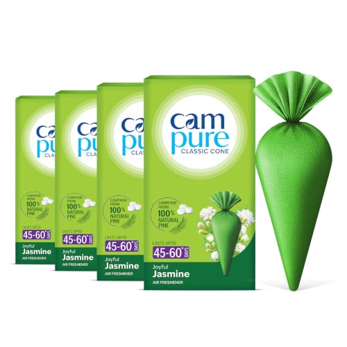 Image of CamPure Camphor Cone (Jasmine) Pack Of 4-100% Organic | Air Freshener For Car, Wardrobe, Office Cabin's, Drawers, Travel Bag and Bathroom
