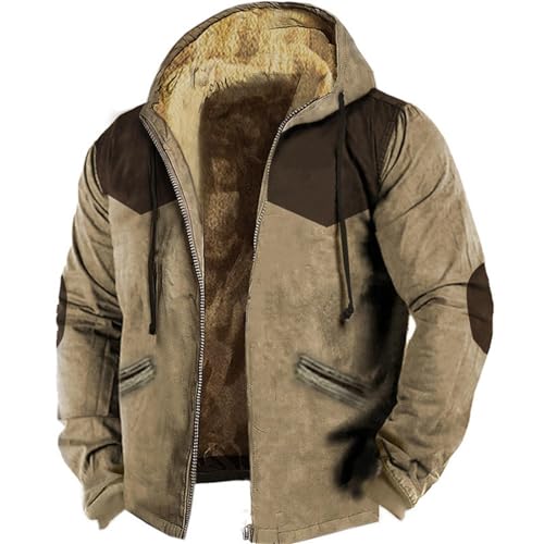 Veste d'hiver homme en polaire thermique avec sweat à capuche zippé vêtement chaud casual