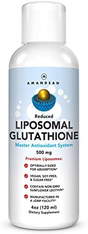 Amandean Liposomal Glutathione Liquid | Reduced Setria® L Glutathione 500mg Supplement | Immune Support, Brain Health, Healthy Aging, Detox, Skin Health | Non-GMO Sunflower Lecithin | Soy-Free & Vegan
