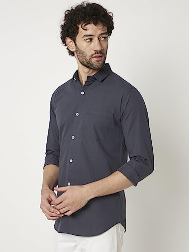 Image of RAGZO Men's Solid Slim Fit Cotton Casual Shirt with Spread Collar & Full Sleeves Breathable Fabric for Flexibility