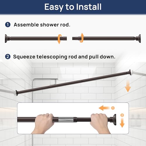 Image of ENJOYBASICS 1 inch Bronze Shower Curtain Rod, 30-88 inch Adjustable, Secure Tension | Easy No-Drill Installation, No Tools, No Gaps, Sturdy Rust-Resistant Steel, Sag-Resistant Design, Tubs, RVs, Apartments