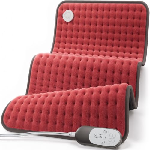 Image of VALGELUIK Heating Pad for Back, Neck & Shoulder Pain Relief, 12 inchx24 inch Electric Heat Pad, Auto-Off, Machine Washable, Moist /Dry Heat Options, Hot Water Bottles - Christmas Women Gifts for Mom, Wife