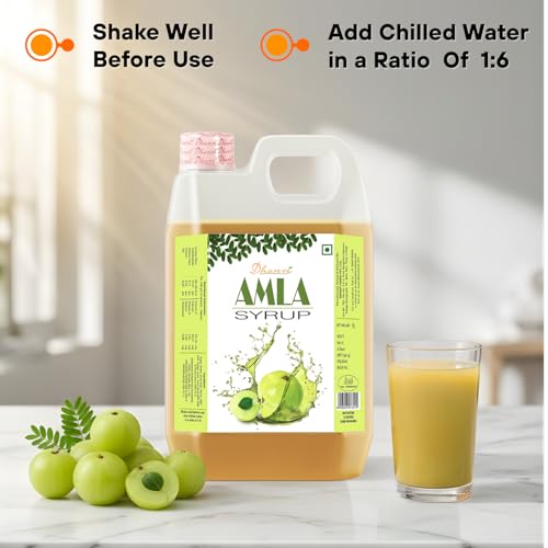 Image of Dhanvi Amla Ginger Syrup - 1 Litre | Gooseberry Awla Sharbat for Daily Use