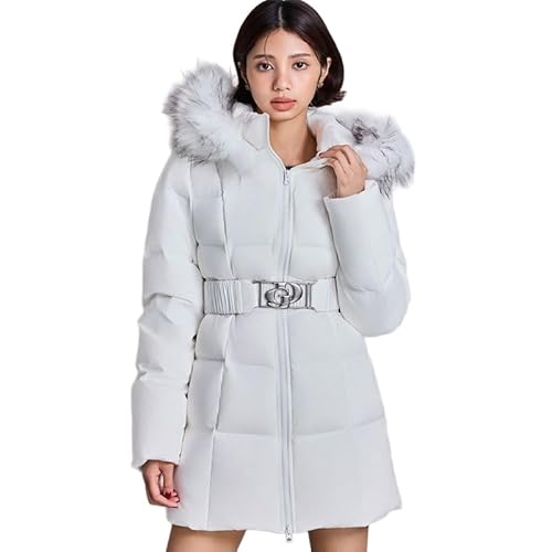 オフホワイト ボア付きロングダウン