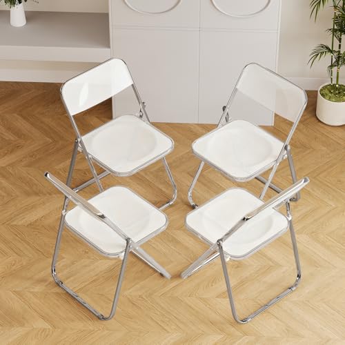 JPBSTO White Plastic Folding Chairs