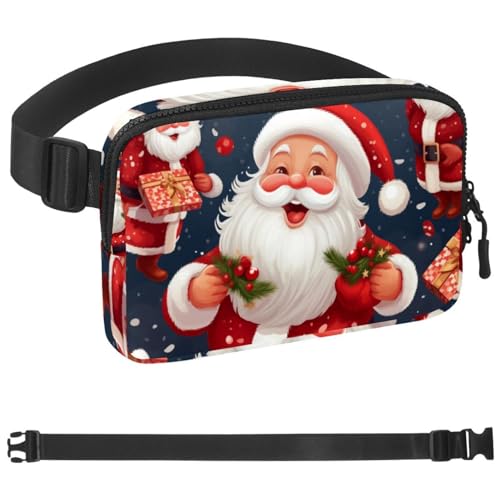 Riñonera cruzada ajustable para running senderismo ciclismo con estampado Papá Noel