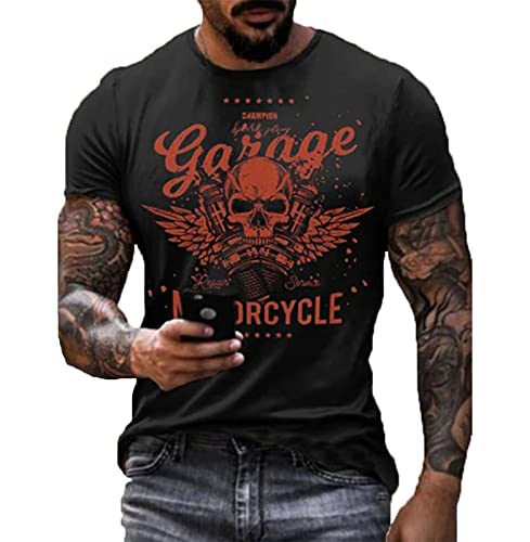 Camiseta de Calavera para Hombre, Camiseta de Manga Corta con Cuello Redondo, Camiseta Ajustada de algodón de Pascua, Ropa Deportiva Deportiva Cover