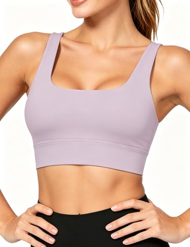 Image of Sports Bras for Women, Light Support Push Up Sport Bra Workout Built in Bra Scoop Neck U Back Yoga Sports Bra