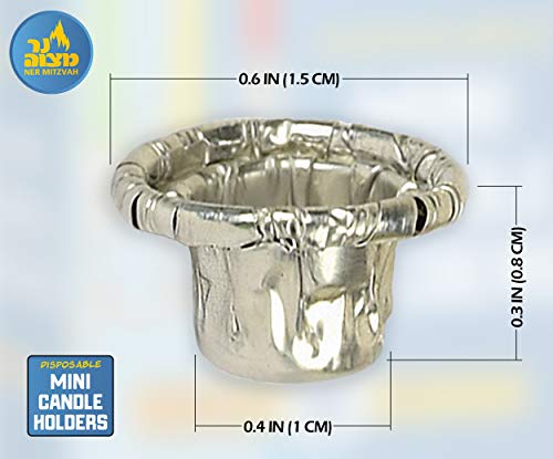 image for Ner Mitzvah Hanukkah Mini Candle Holders - Disposable Liner Inserts fo