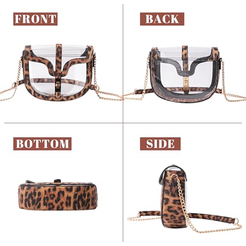 Clear Crossbody Bag for Women Stadium Approved- Vegan Leather See-Through Purse with Zipper, Stylish PVC Studded Should Bag3