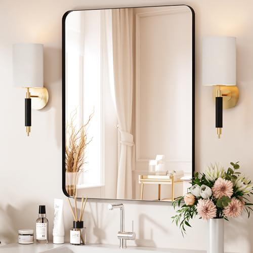Black Bathroom Mirror 24X32 Inch Bathroom Vanity Mirror for Wall,