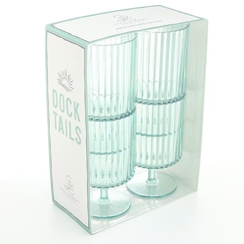 Santa Barbara Design Studio Wine Glass Set - 15-Ounce Acrylic Goblets Stackable Ribbed, 4-Count, Docktails by Santa Barbara Design Studio - Used condition - Image 5