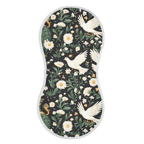 xigua White Doves Muslin Baby Burp Cloths Set of 1, Super Soft & Absorbent Burping Rags, Cotton Burp Clothes Shower Gift for Newborn, Baby Girls and Boys