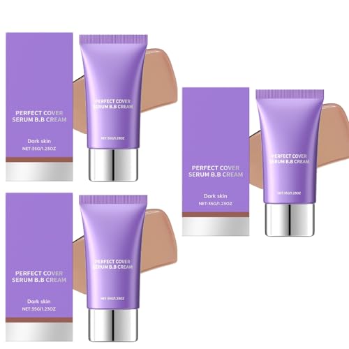 Esencia hidratante bb cream,base de maquillaje ligera y natural,corrector y maquillaje hidratante,para Todo Tipo de Pieles,3pcs,Dark Skin