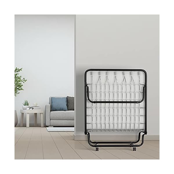 Xu Yuan Jia-Shop Rollaway Bed Folding Metal Bed Cot-Size Folding Bed with Wheels, 75”x 31" - Image 6