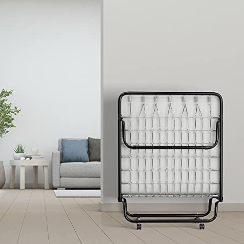 Folding Bed Rollaway Bed Folding Metal Bed Cot-size vouwbed met wielen, 75"x 31" Heavy Duty Guest Bed - Afbeelding 6