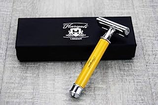 3 maquinillas de afeitar para hombre en color amarillo, perfectas para un afeitado profundo y limpio. Viene en una caja de diseñador.