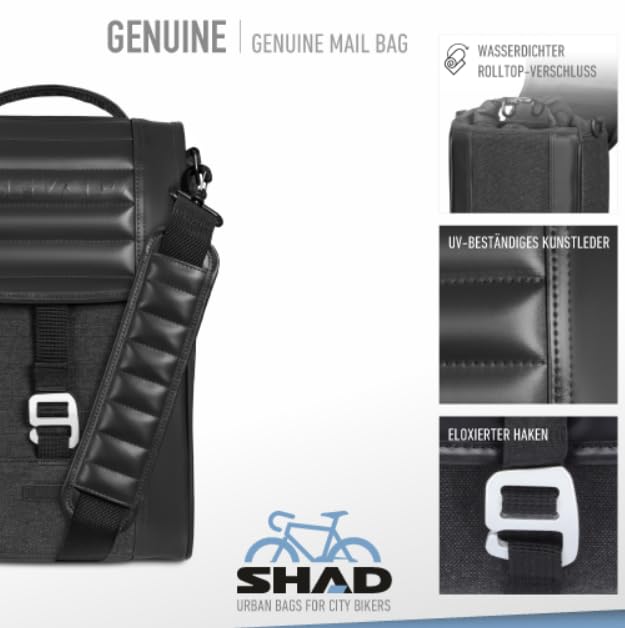 SHAD Bikes - Lenkertasche Fahrrad KLICKfix 8L - Retro Lenkertasche wasserdicht & kompakt - Fahrradlenkertasche für E-Bike -Fahrradtasche Lenker Damen & Herren