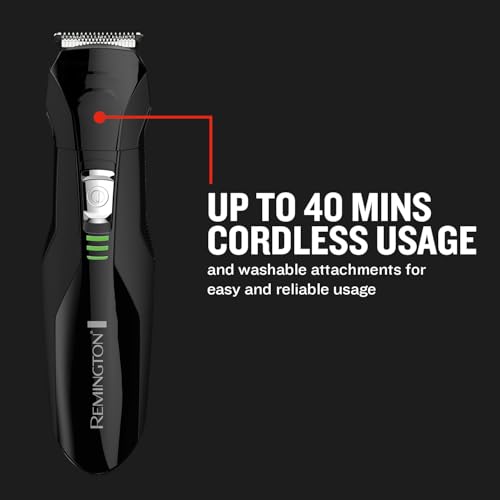 Remington All-in-One Grooming Kit Beard Trimmer (4 Attachments, Beard & Hair Comb, Nose & Ear, Detail Trimmer, Mini Foil Shaver, 3 Combs, Stainless Steel Blades, 40-Minute Run Time, Cordless) PG6020 - Image 3
