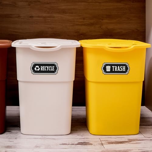 Image of 16Pcs Trash and Recycle Stickers,Recycle Stickers for Trash Bins Waste and Recover Decals Garbage Can Indoor Outdoor Garbage Can Home Office Kitchen Apartment Hotel