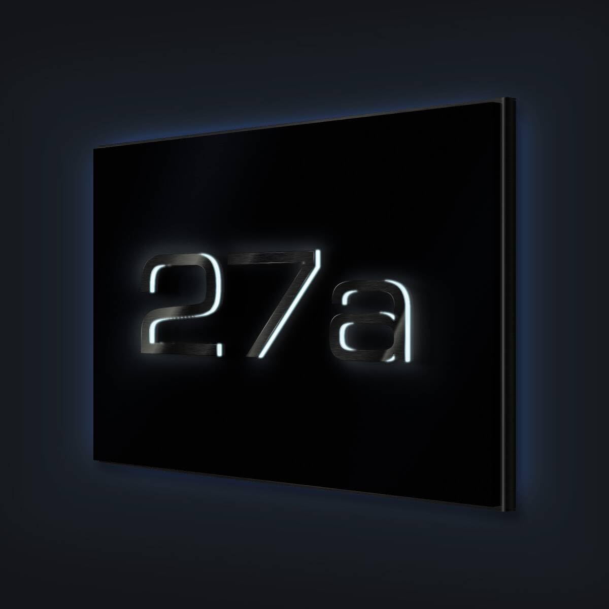 Metzler placa de número de casa LED en acero inoxidable | 3 cifras en diseño 3D | antracita RAL7016 | iluminada y resistente al clima | 31x20 cm