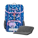 Step by Step Set zaino Kid con cuscino da seduta, mini zaino ergonomico con cintura pettorale rimovibile, per asilo, prescolare e tempo libero, 13 l, Seashell Pearl – Blu-Rosa