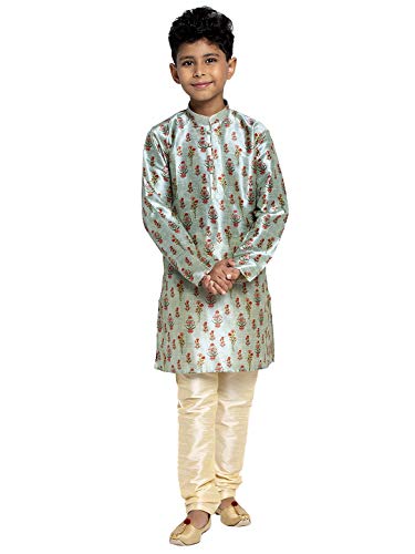 Image of KRAFT INDIA Boys Silk Print Kurta Churidar