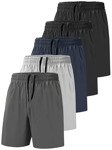 Men's Athletic Shorts Secure Pockets Gym Running Basketball Workout Elastic Waistband Quick Dry Activewear