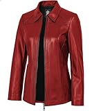 TRENDS GENESIS Leather Coats for Women – Soft Genuine Lambskin Car Coat Women’s Long Red Leather Jacket M